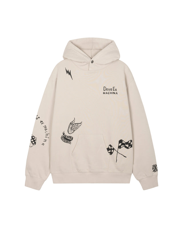DOODLE DYED HOODIE - ECRU