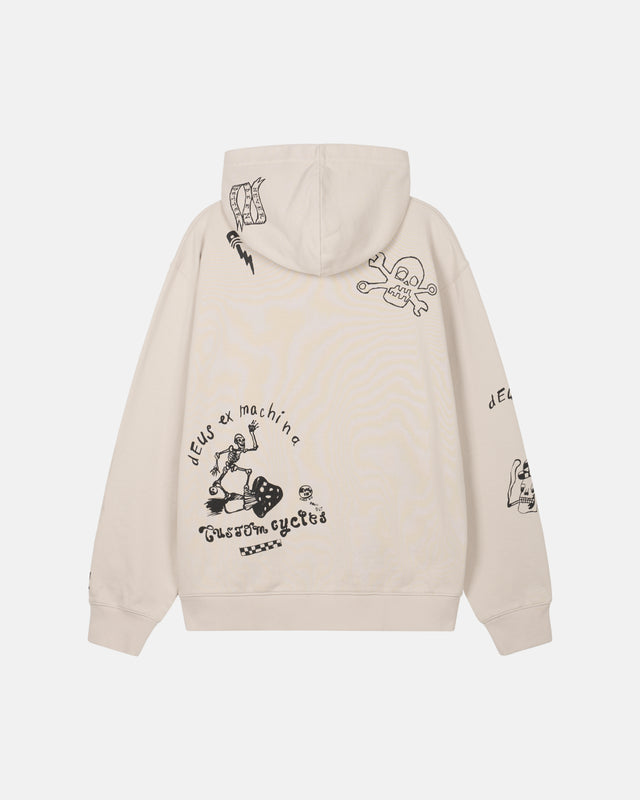 DOODLE DYED HOODIE - ECRU