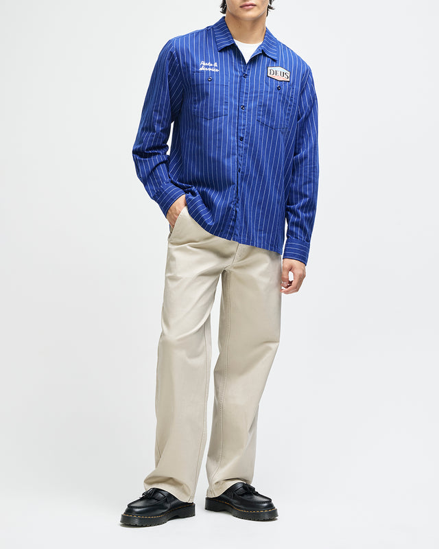 FORECOURT STRIPE SHIRT 2 - MECHANIC BLUE