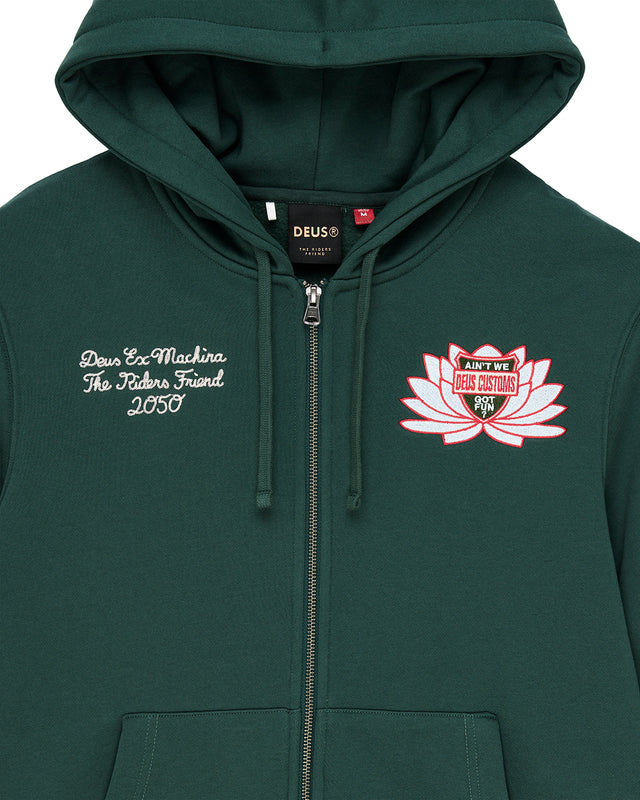 SACRED CREST ZIP HOODIE - RACING GREEN