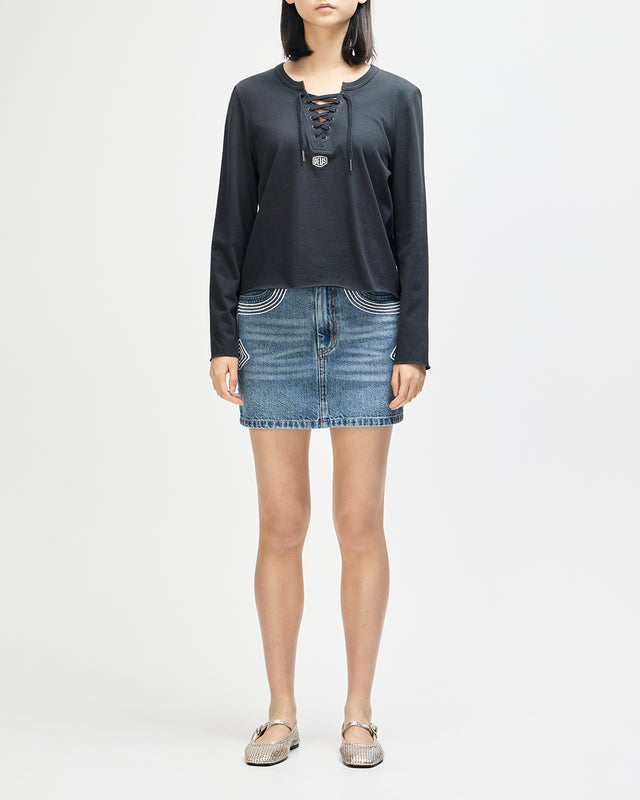 STOPPA LACE UP TOP - BLACK