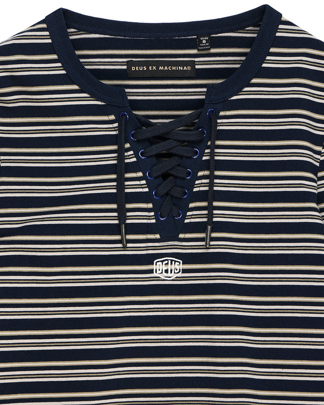 STOPPA LACE UP TOP - NAVY STRIPE