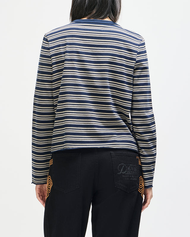 STOPPA LACE UP TOP - NAVY STRIPE