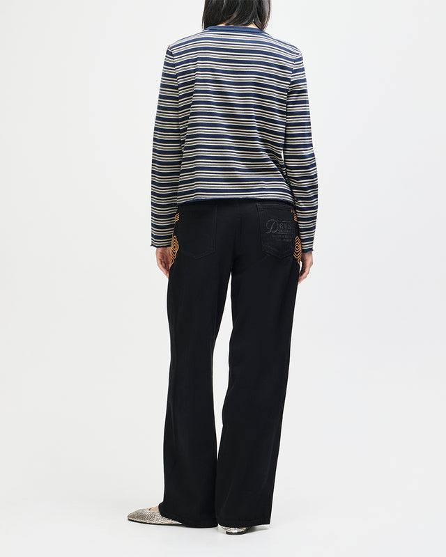 STOPPA LACE UP TOP - NAVY STRIPE