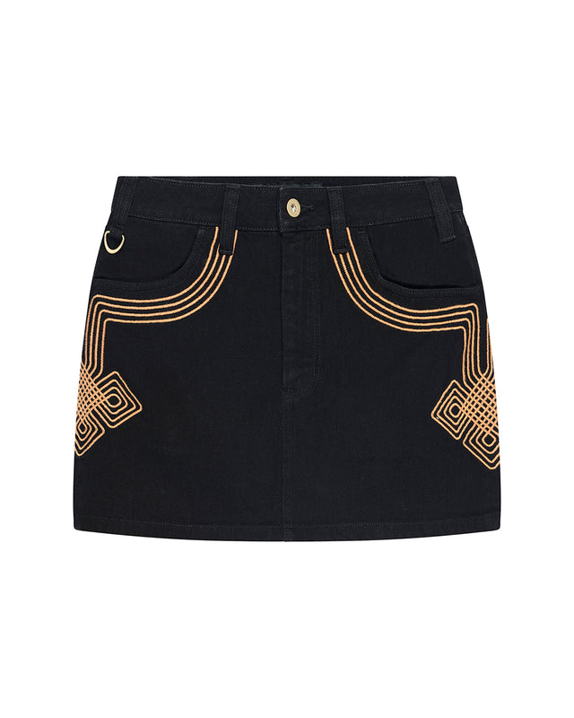 BONHAM EMBRO SKIRT - PHANTOM BLACK