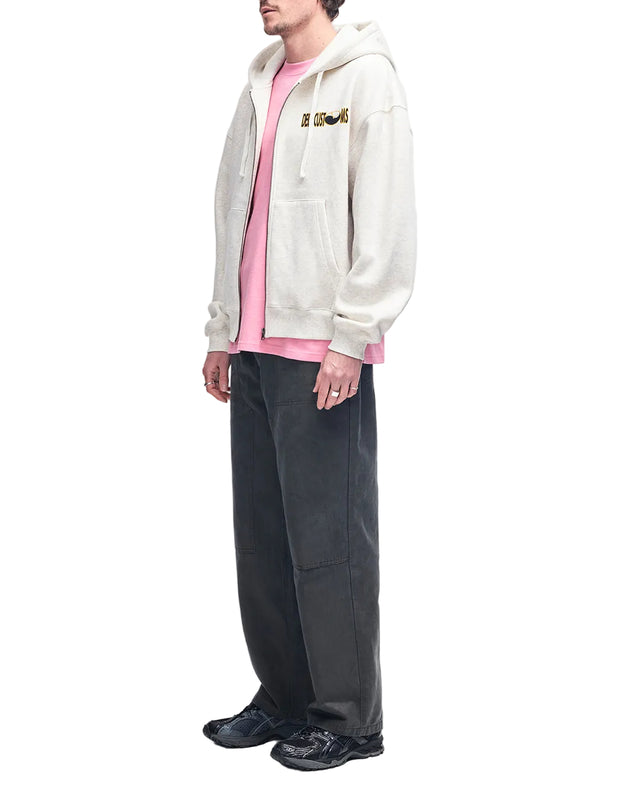 TIME CONSTRAINT ZIP HOODIE - LIGHT GREY MARLE