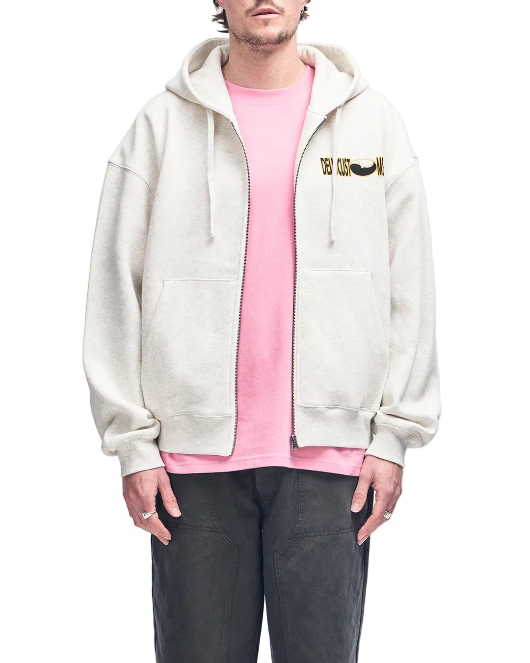 TIME CONSTRAINT ZIP HOODIE - LIGHT GREY MARLE – (ID) Deus Ex Machina
