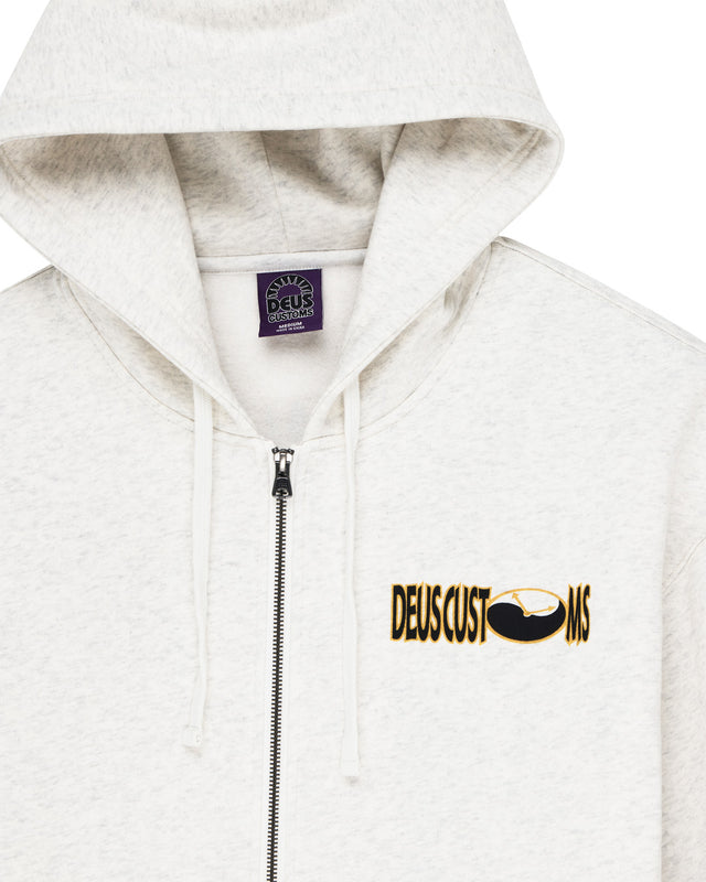 TIME CONSTRAINT ZIP HOODIE - LIGHT GREY MARLE