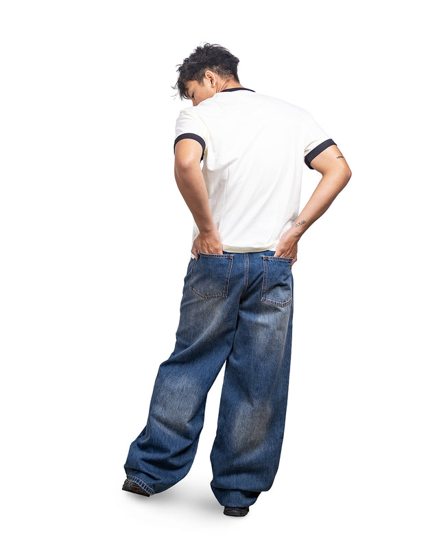 DRIFT LINE WIDE JEAN - MID INDIGO