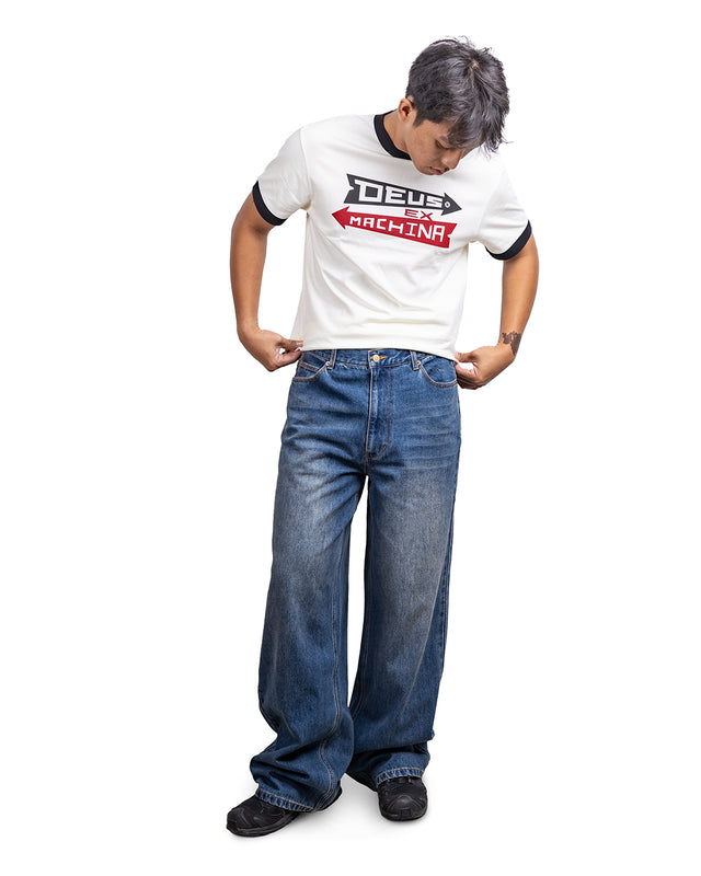 DRIFT LINE WIDE JEAN - MID INDIGO